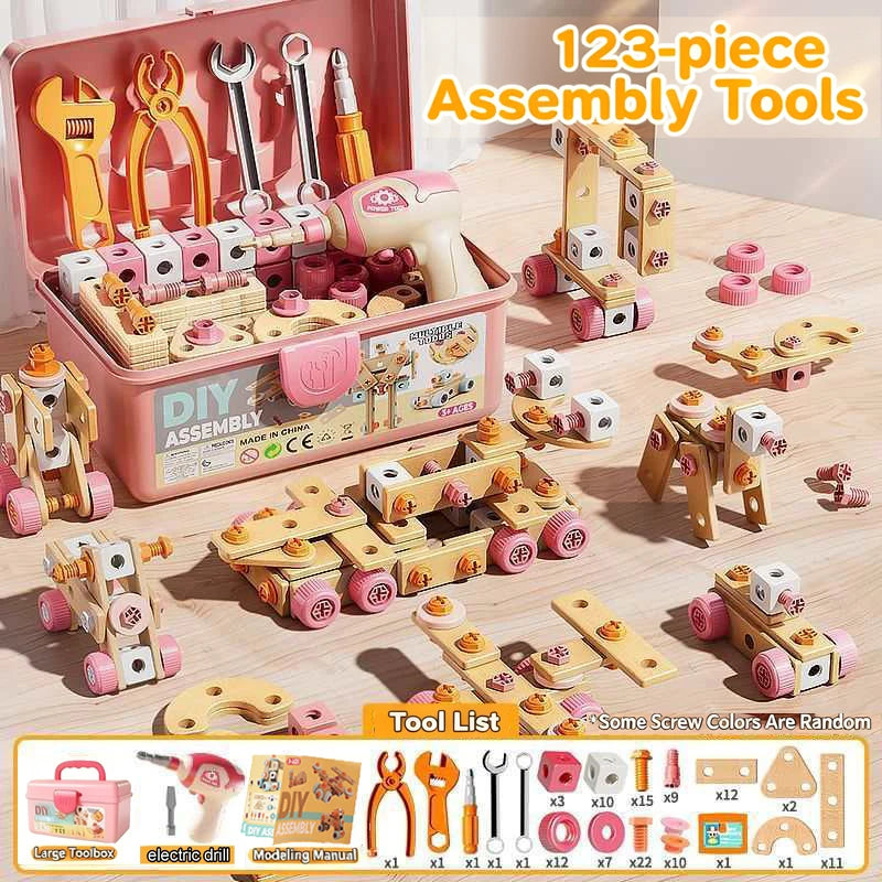 Kids Toolbox Puzzle Drill Toy Set Educational Screw Removal Electric STEM Gift