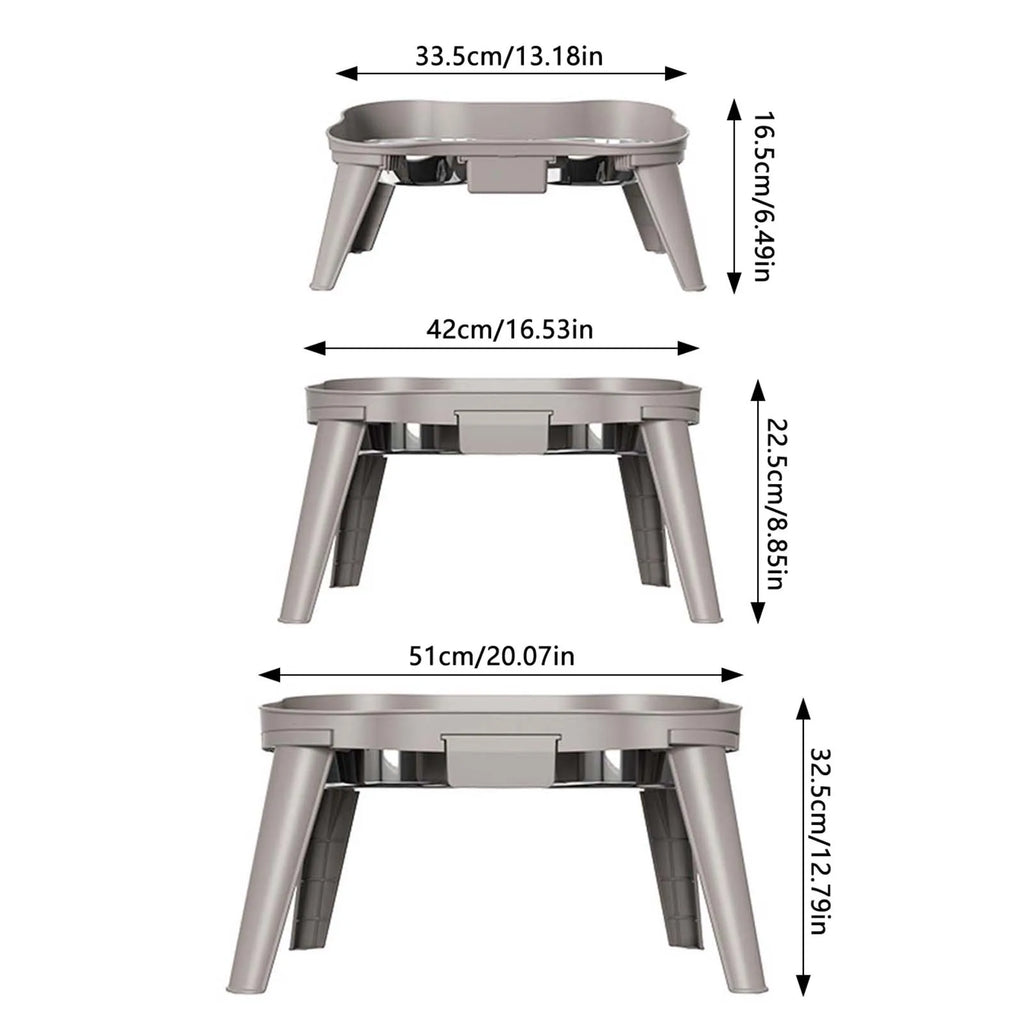 Raised Stand Elevated Dog Feeder Non-Slip No Spill Design Bowl