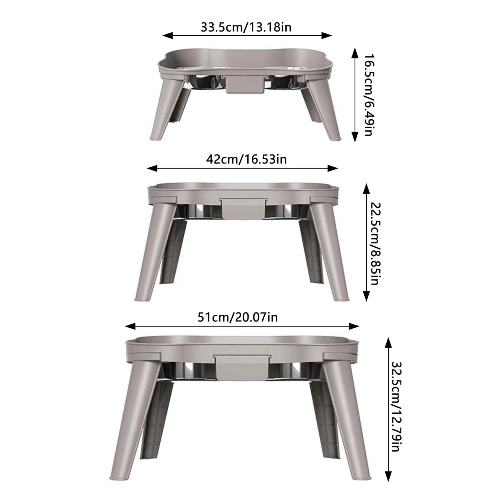 Raised Stand Elevated Dog Feeder Non-Slip No Spill Design Bowl