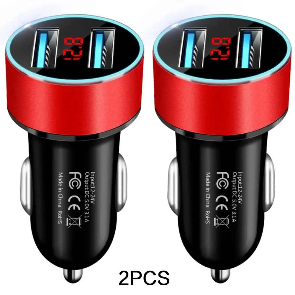 High-Quality 3.1A Dual USB Car Charger with LCD Display
