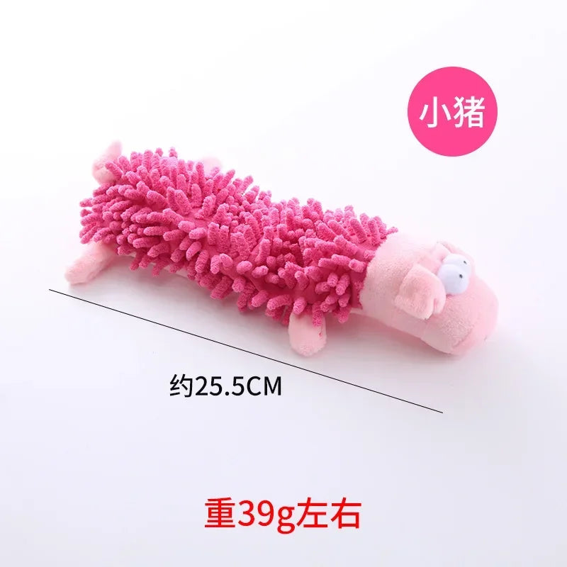 Pet Dog Toy Sound Plush Mop Fur Shell Frog Hippo Teeth Grinding Supplies