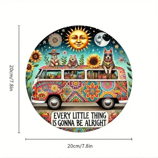 Animal Hippie Van Metal Sign 8x8 Inch Wall Sculpture Gift