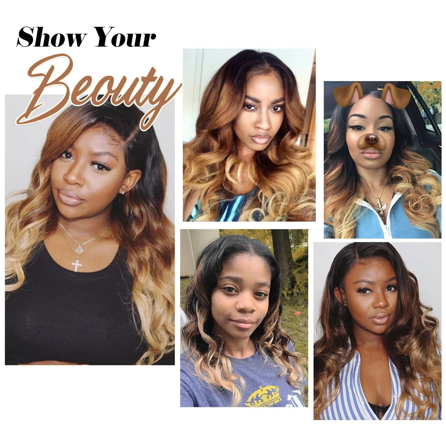 Ombre Color Body Wave Human Hair Bundles With Closure 100 Percent Unprocessed Virgin Remy Hair 1B 4 27