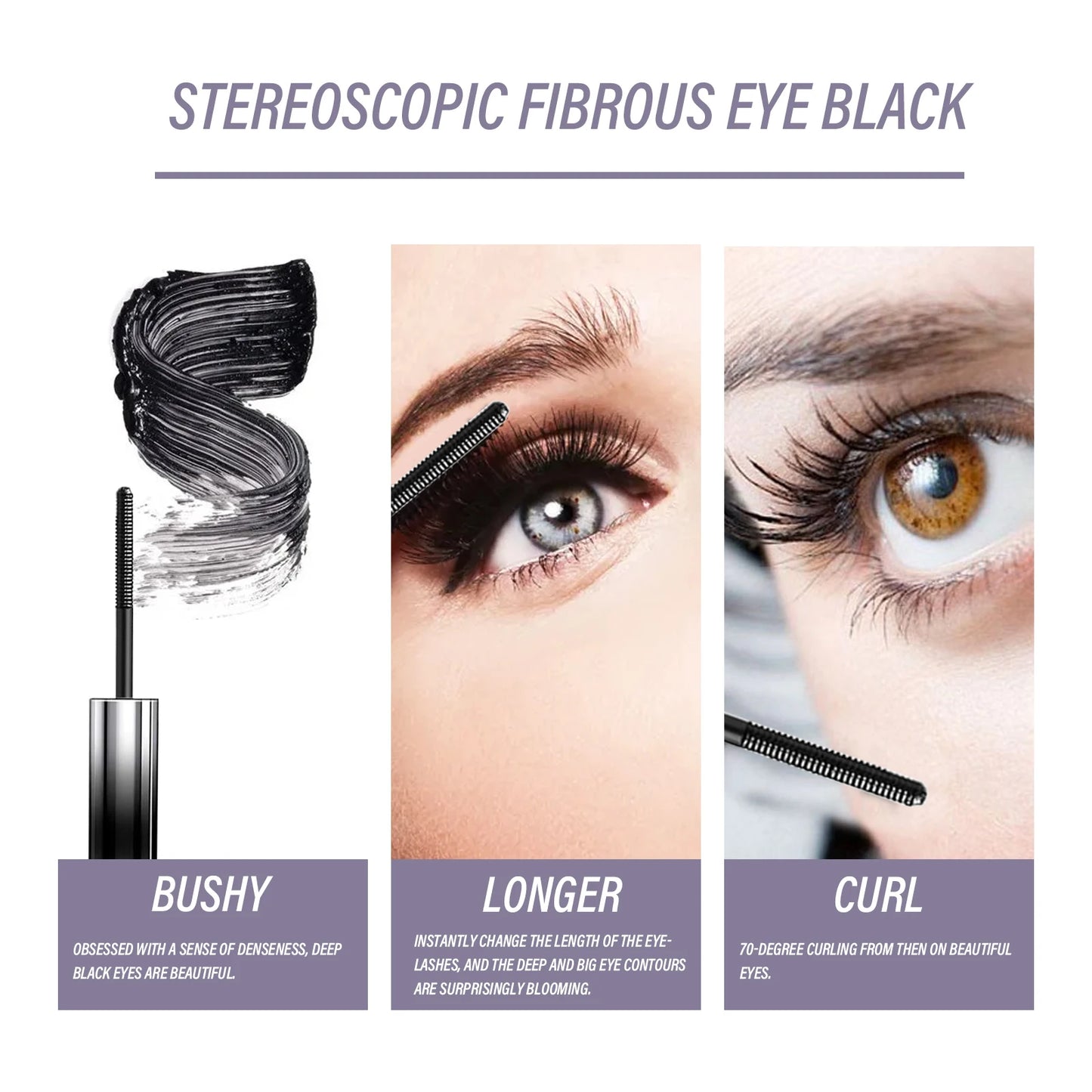 Ultra-fine Waterproof Mascara Lengthening Black 3D Lash