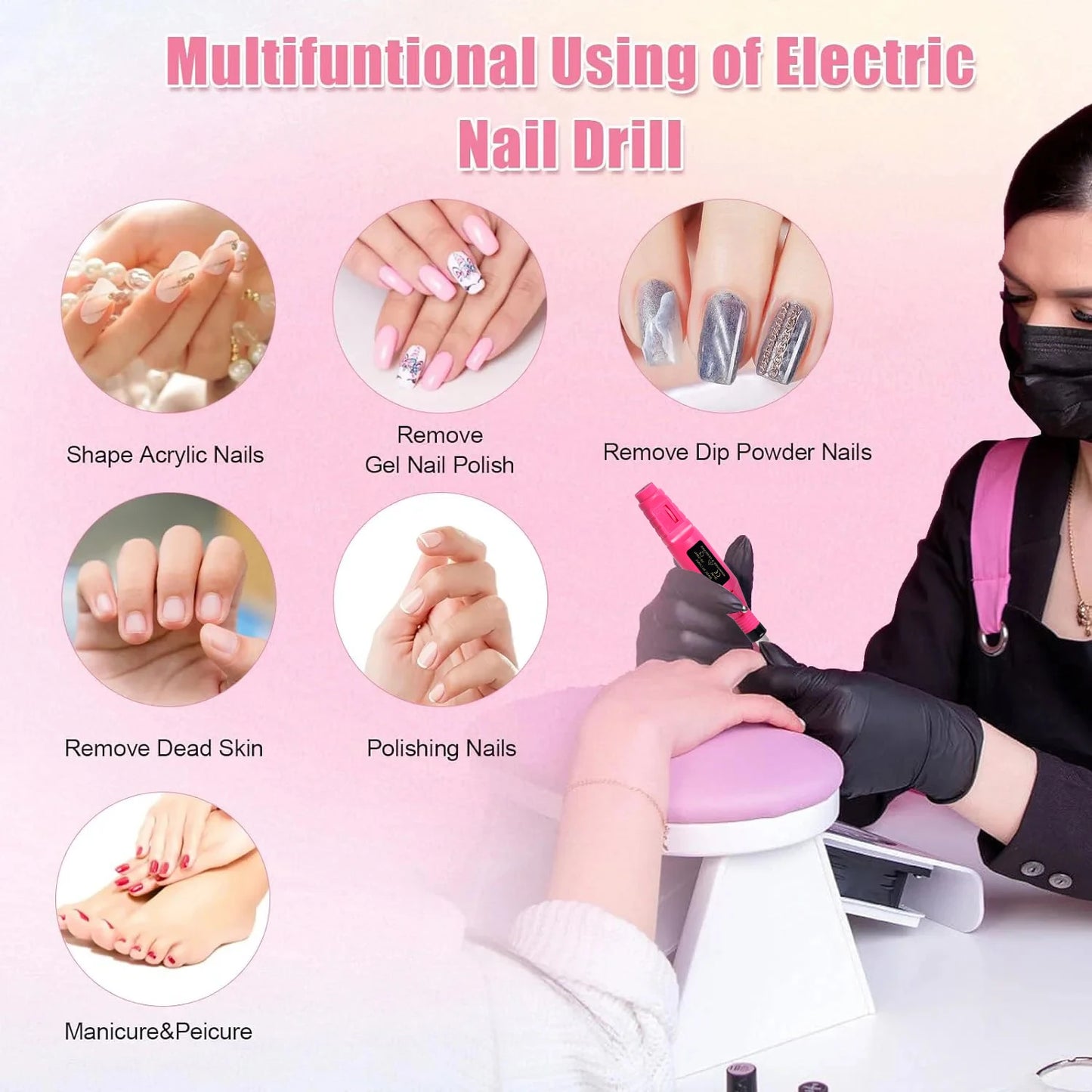 LULAA Strong Function Nail Drill Machine Set Electric Sander