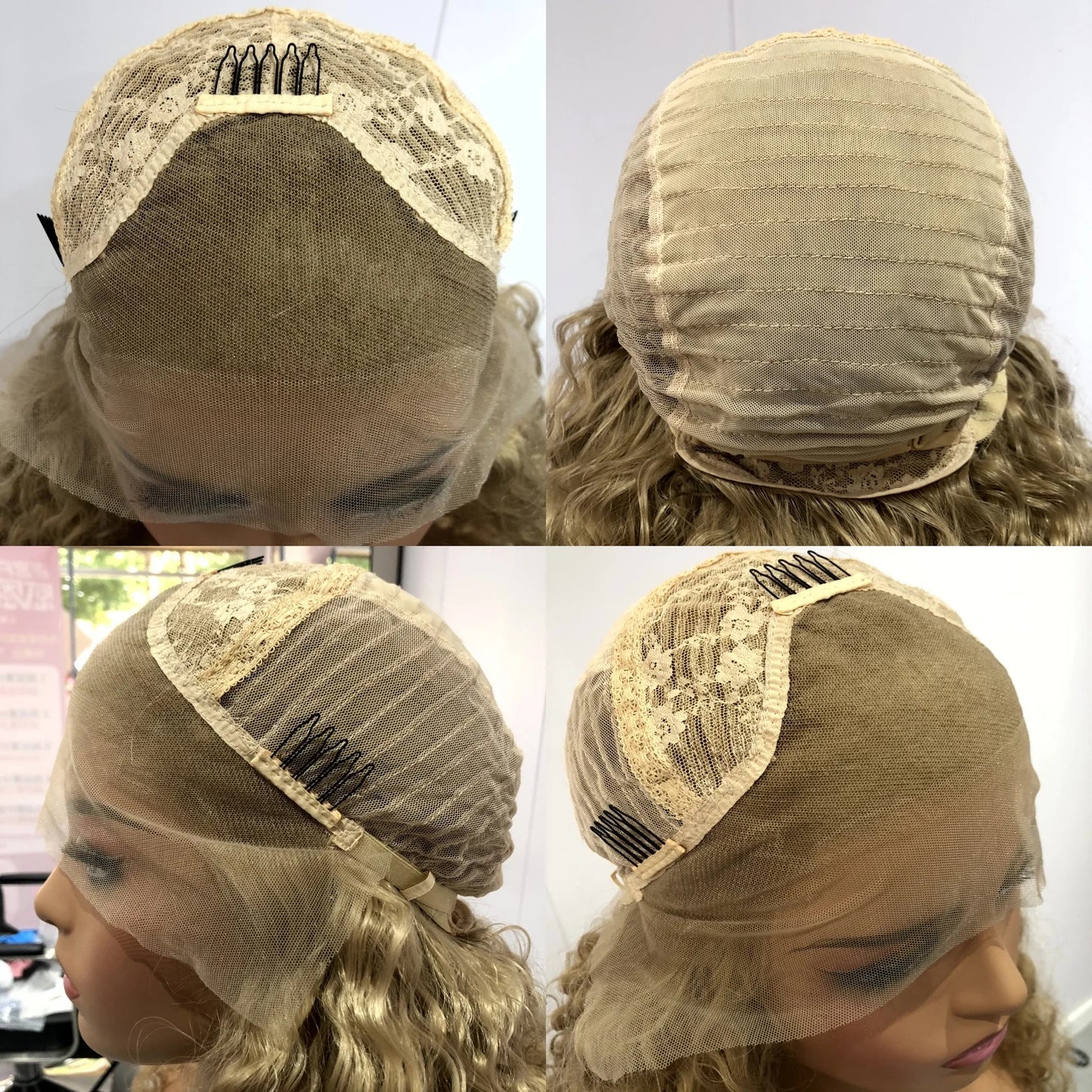 Ash Dirty Blonde Deep Curly Synthetic Lace Front Wig 13x4 Glueless Pre Plucked