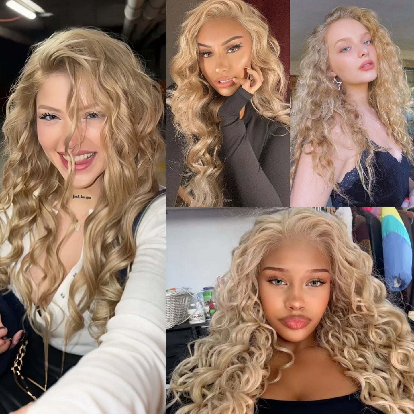 Ash Dirty Blonde Deep Curly Synthetic Lace Front Wig 13x4 Glueless Pre Plucked