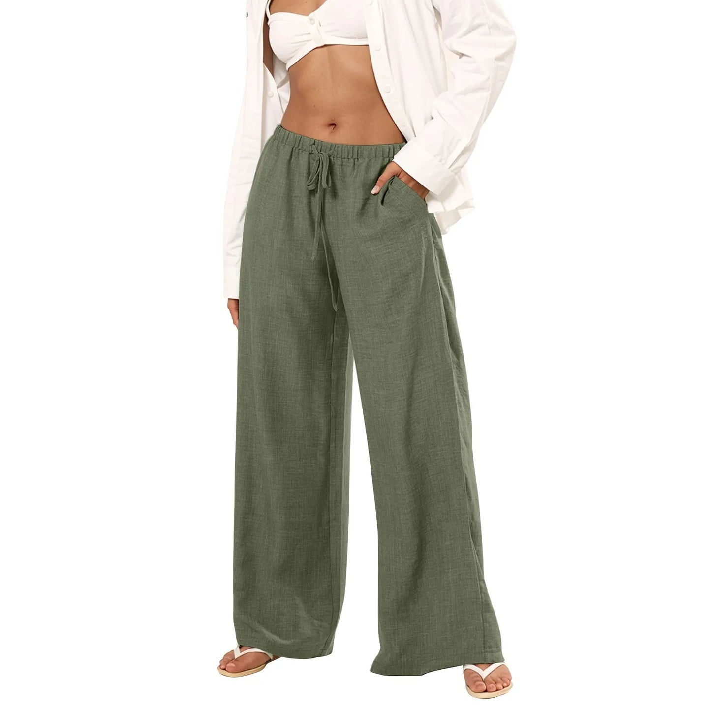 Womens Palazzo Pants Wide Leg Summer Casual Trousers Beach
