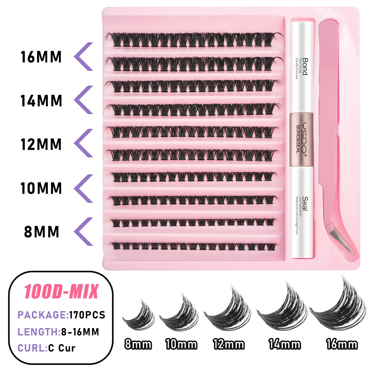 Lash Clusters Set DIY Lashes Extension Kit 5-16mm Clusters