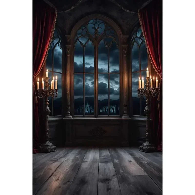 Halloween Party Backdrop Full Moon Horror Night Castle Pumpkin Outdoor House Party Decoration Banner Photography Background