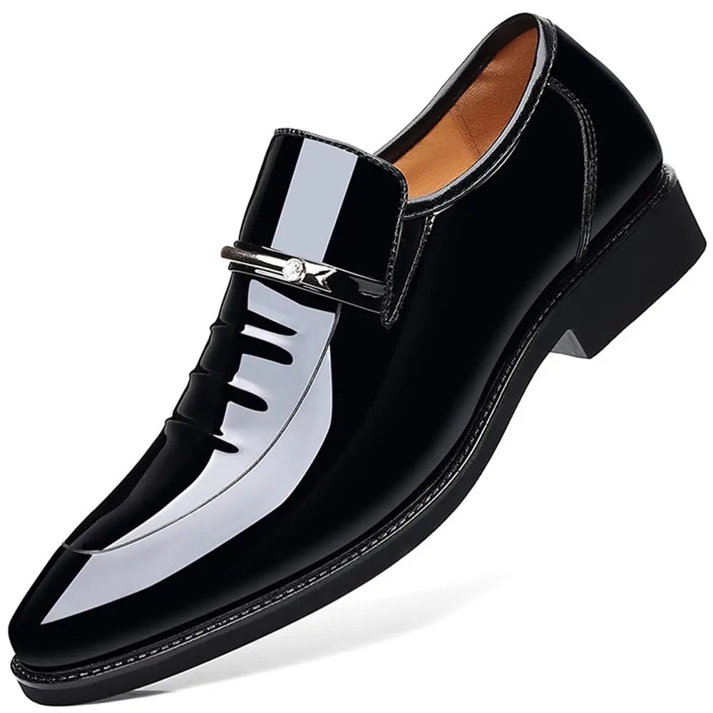 Mens High Gloss Patent Slip On Loafers Dress Shoes Formal Comfort