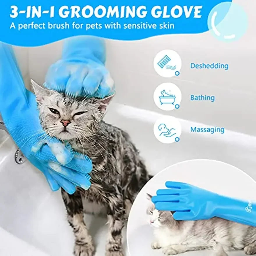 Pet Grooming Bathing Gloves Dog Cat Bathing Shampoo Scrubber