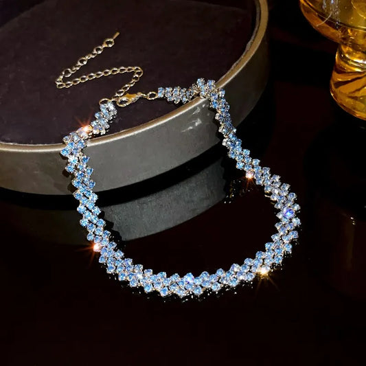 Luxury Shiny Full Rhinestone Choker Necklace for Women Personalized Geometric Crystal Necklace Wedding Jewelry Party Gifts