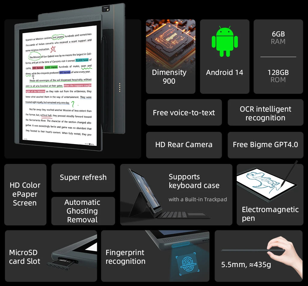 BIGME B1051C Pro 10.3 Inch Color E Ink Ereader Android 14 8GB 256GB