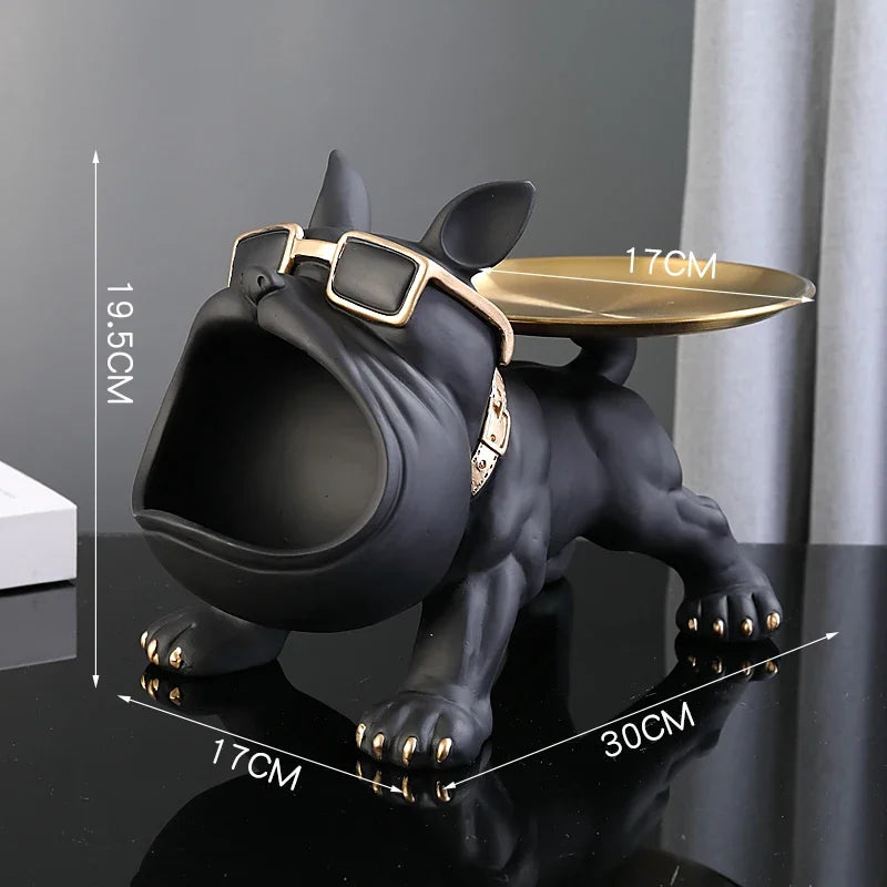 30cm Bulldog Figurine Dog Statue With Resin Storage Box For Home Decor Sculpture