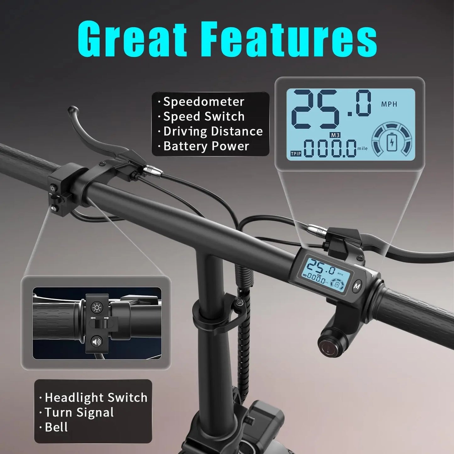 Folding Electric Scooter with Trunk 500W Motor Peak 650W 48V 15AH 20MPH 24-32 Mile Range Motorcycle for Commuting Travel