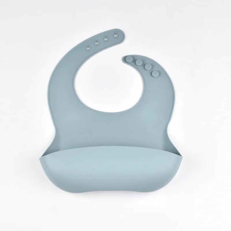 Baby Silicone Bib Waterproof Soft Solid Color Adjustable Bibs