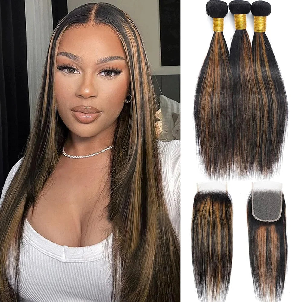 Burmese Virgin Human Hair Bundles With Closure 12A Straight Remy 100 Percent Unprocessed Raw Hair 3 Wefts 1 Closure