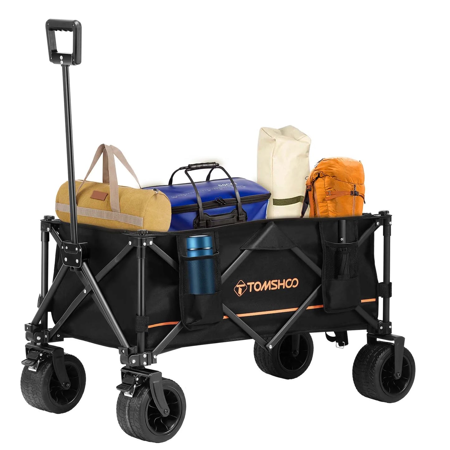 Collapsible Folding Wagon Cart Portable Large Capacity Camping Wagon All Terrain Foldable Wagon Heavy Duty Utility Wagon Cart