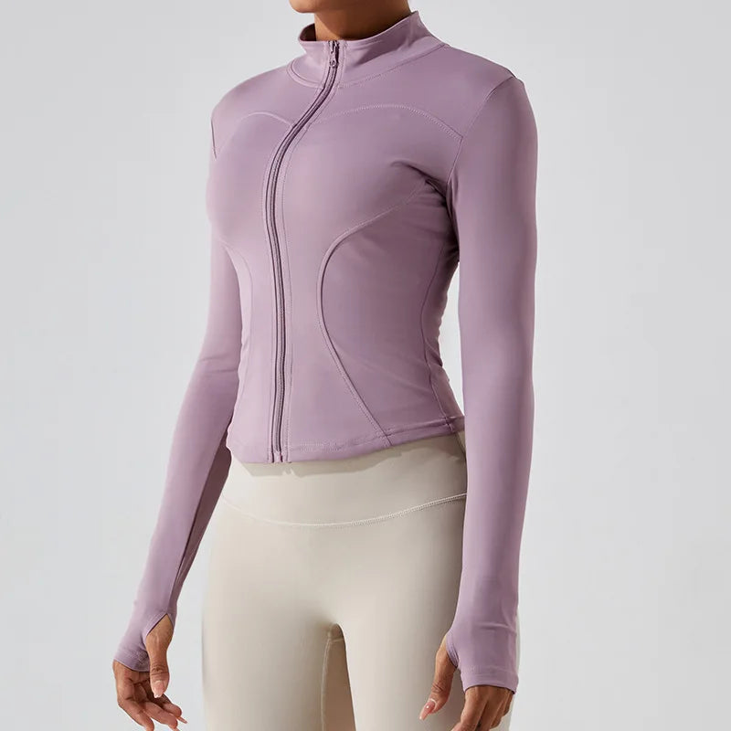 Zipper Long Sleeve Sports Jacket Women Gym Yoga Activewear Top