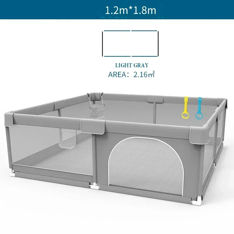 IMBABY Spacious Baby Playpen Washable Safety Barrier for Toddlers Light Gray Indoor Activity Center