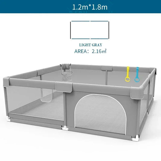 IMBABY Spacious Baby Playpen Washable Safety Barrier for Toddlers Light Gray Indoor Activity Center