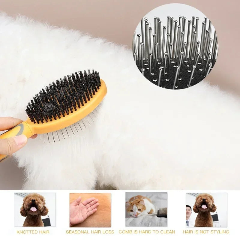Pet Brush 2 In 1 Massage Comb Dog for Shedding Grooming