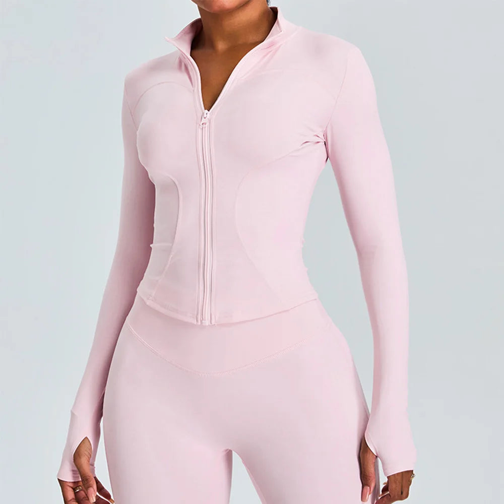 Zipper Long Sleeve Sports Jacket Women Gym Yoga Activewear Top