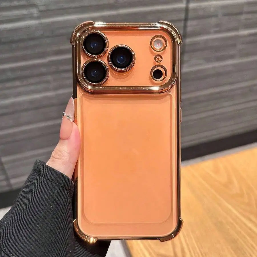 Luxury Cushioned Shockproof Plated Transparent Case For iPhone 17 16 15 14 13 12