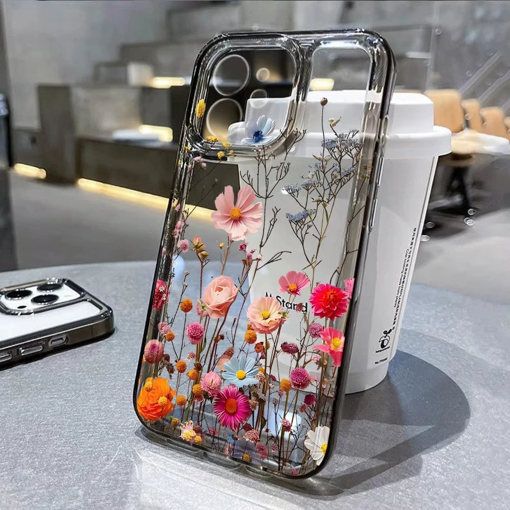Floral Clear Silicone Phone Case For IPhone 17 Pro Max 16 15 14 13 12 11 SE
