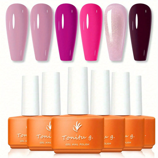 Gel Nail Polish Set 6 Colors White Gray Brown Pink Manicure