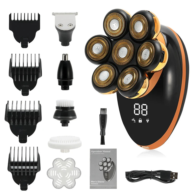 Men 7D Floating Electric Shaver Wet Dry Hair Trimmer
