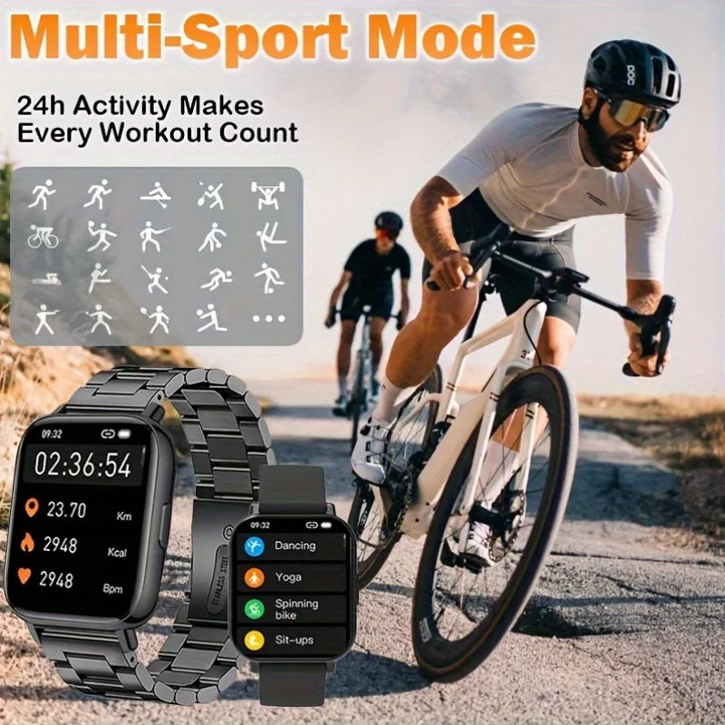 Smart Watch For Men Fitness Tracker With Call Messages Alarm Remote USB Powered