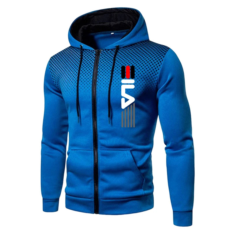 Mens Zipper Hoodie Tracksuit Set With Joggers Autumn Winter Sportswear