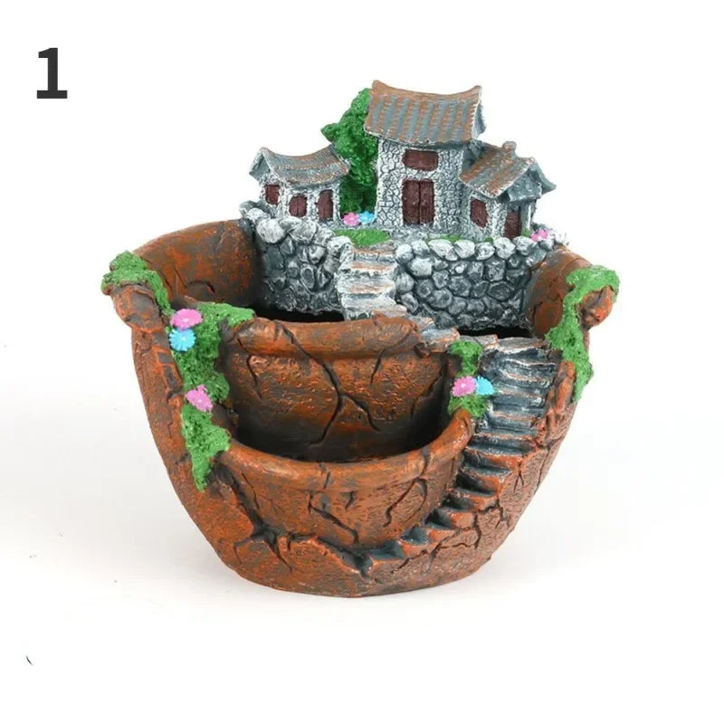 Resin Succulent Planter Flower Pot Desktop Holder For Home Garden Decor
