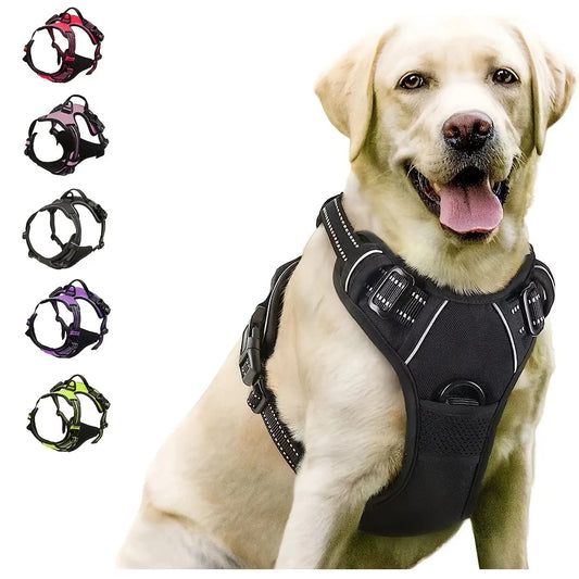 No Pull Dog Harness Front Clip Heavy Duty Reflective For Large Dogs