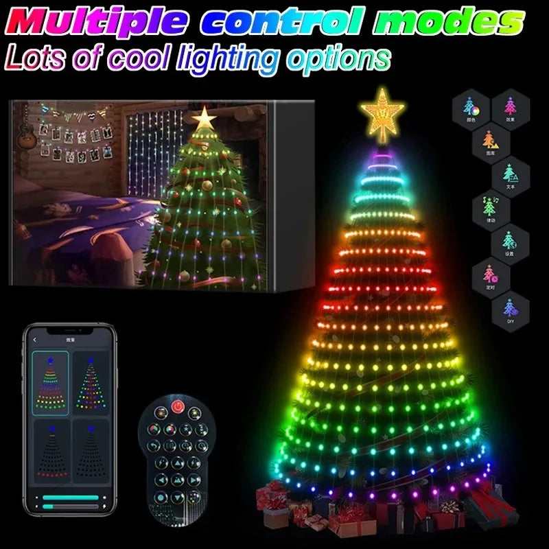 Christmas Tree Light Garland LED RGB Bluetooth Control