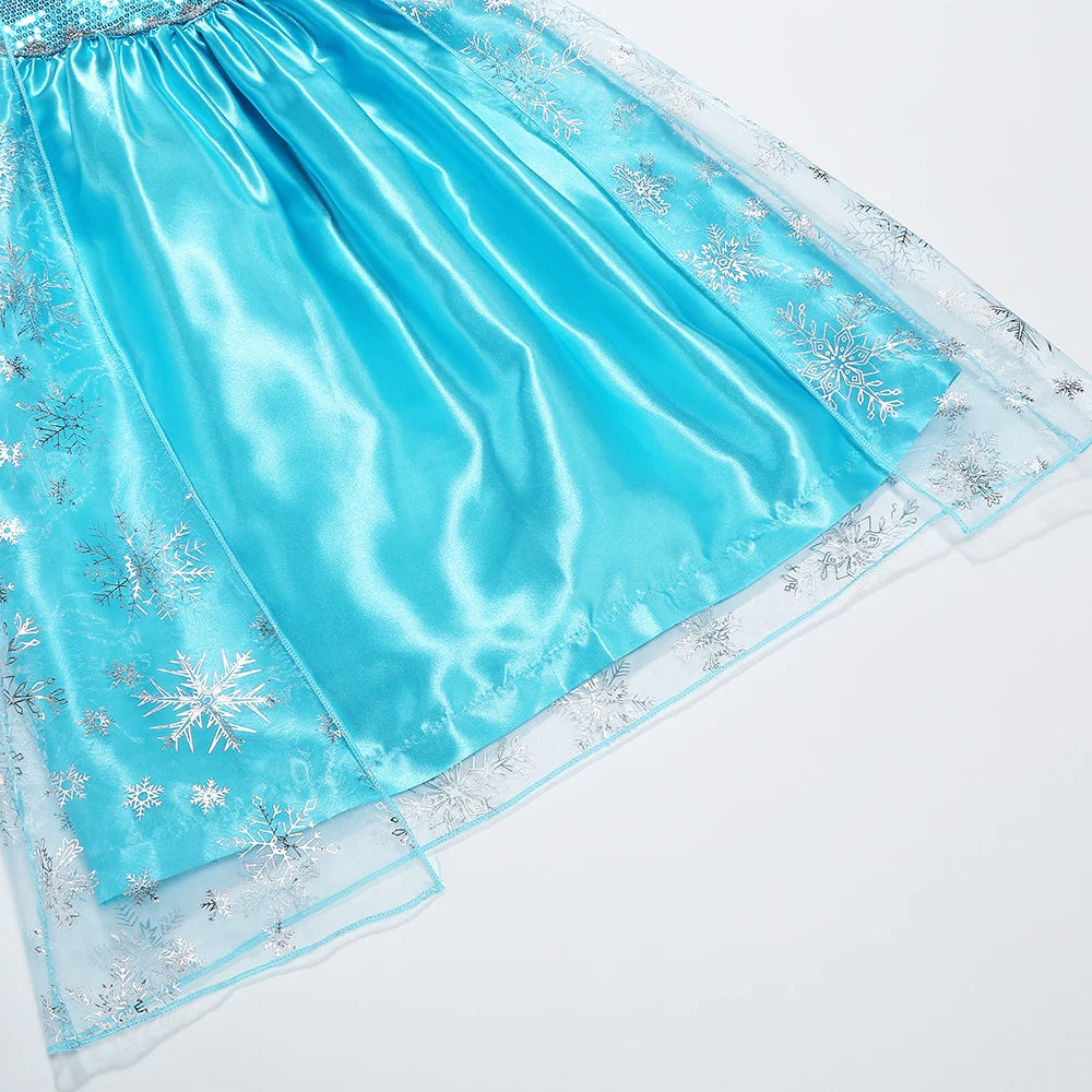 Disney Frozen Elsa Snow Queen Princess Dress Girls Costume Halloween Kids Role-play Carnival Children Birthday Party Dress
