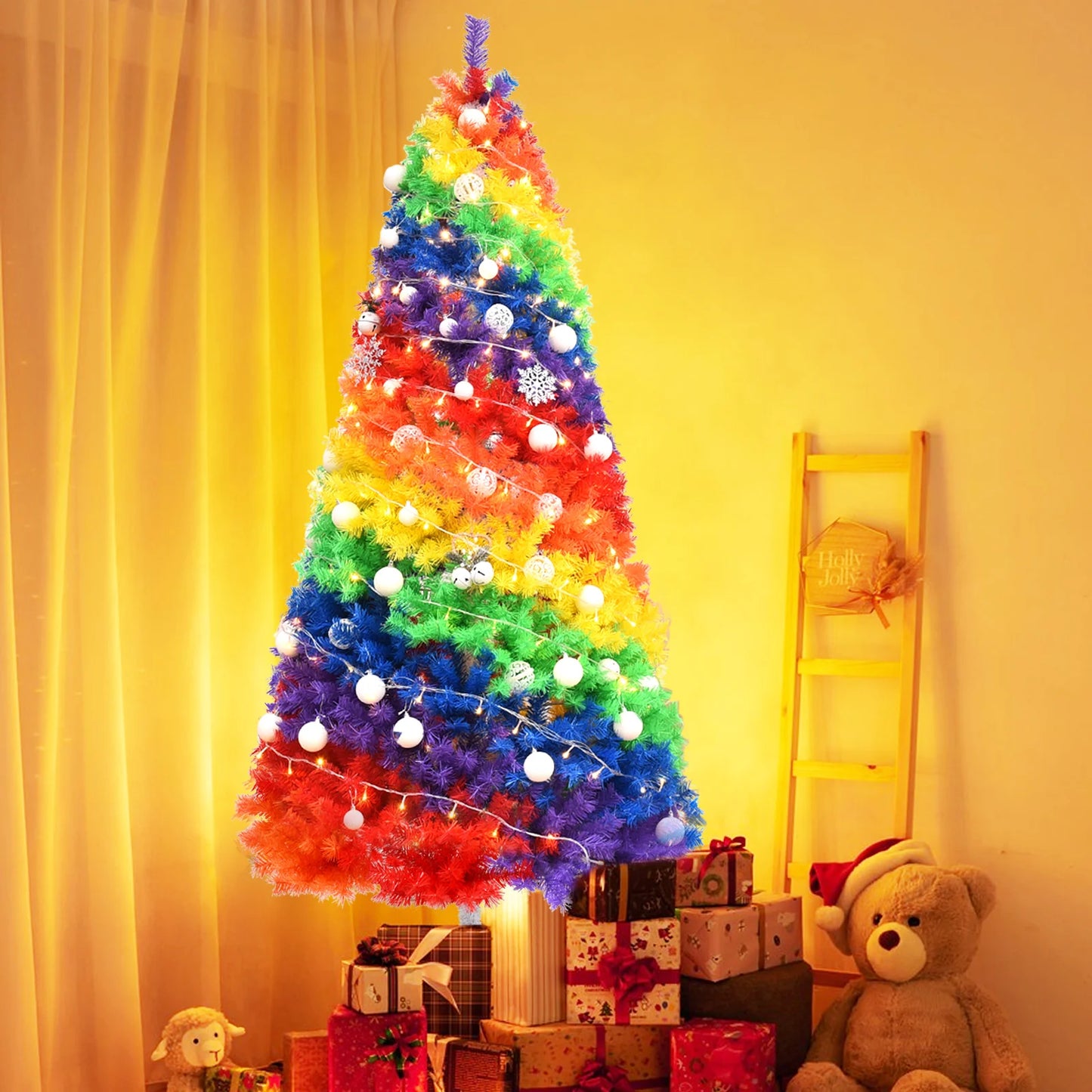 7Ft Rainbow Artificial Christmas Tree For Home Party Decor