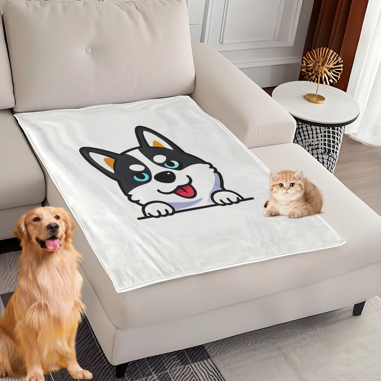 Dog Bed Mat Blanket Soft Fluffy Pet Blanket Dog Pattern