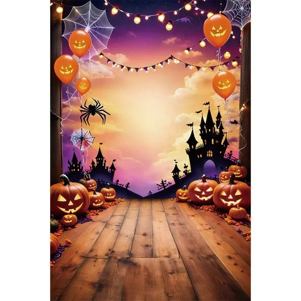 Halloween Party Backdrop Full Moon Horror Night Castle Pumpkin Outdoor House Party Decoration Banner Photography Background