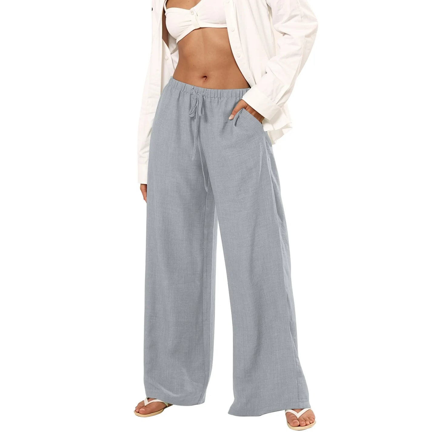 Womens Palazzo Pants Wide Leg Summer Casual Trousers Beach