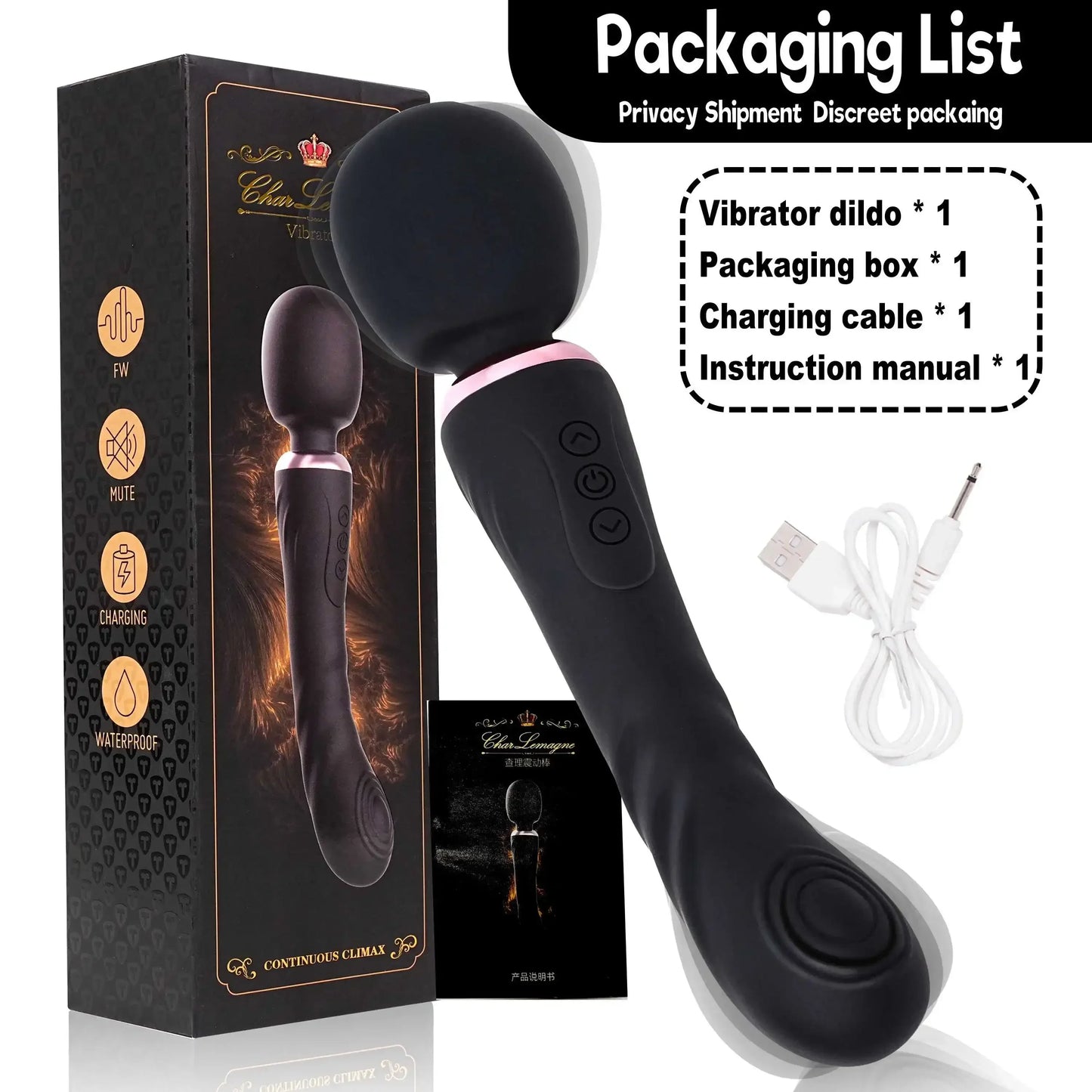 Double Ended Vibrator G Spot Wand Stimulator 10 Modes