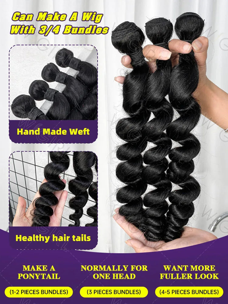 32 Inch Loose Deep Wave 100 Percent Virgin Brazilian Remy Human Hair Bundles Double Weft Extensions