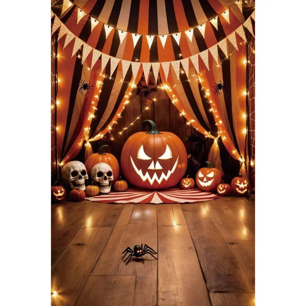 Halloween Party Backdrop Full Moon Horror Night Castle Pumpkin Outdoor House Party Decoration Banner Photography Background