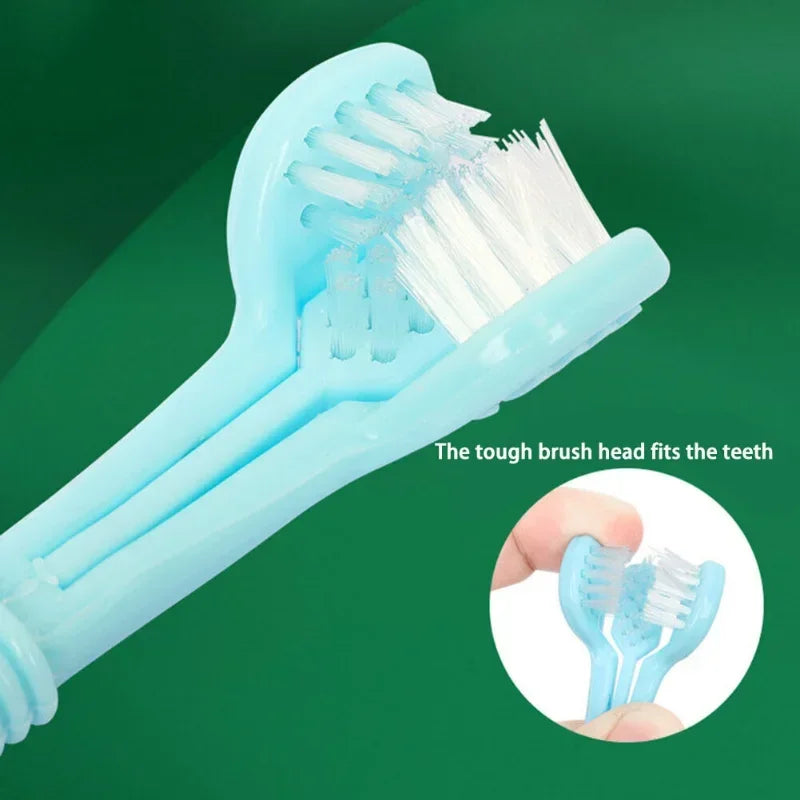 Three Sided Pet Toothbrush Three-Head Cleaning Tool for Dogs and Cats