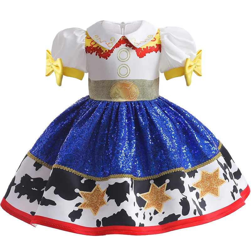 Toy Jessie Woody Costumes for Girls Boys Birthday Halloween Cowboy matching Sets Fancy Dress Kids Outfit performance Clothes Set