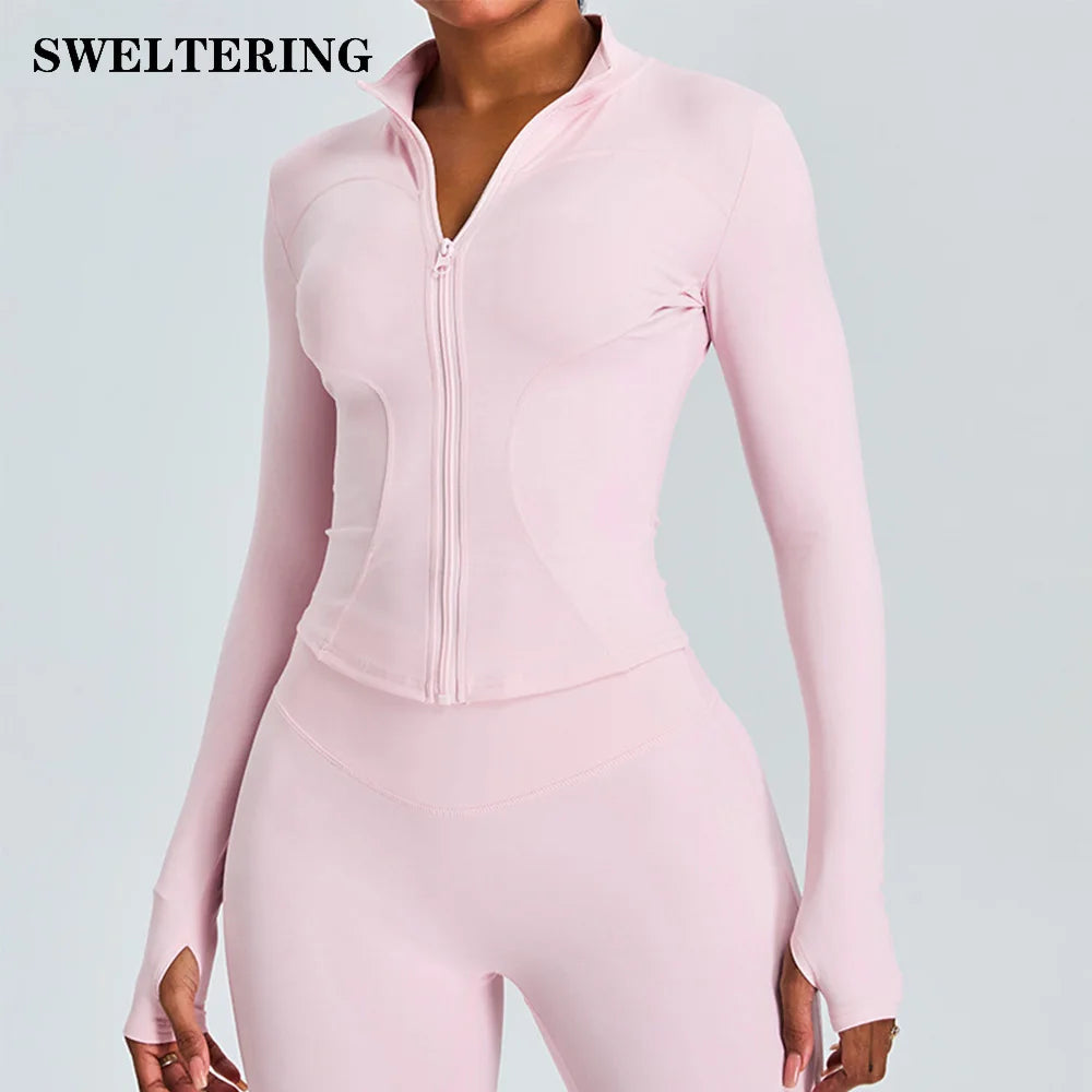 Zipper Long Sleeve Sports Jacket Women Gym Yoga Activewear Top