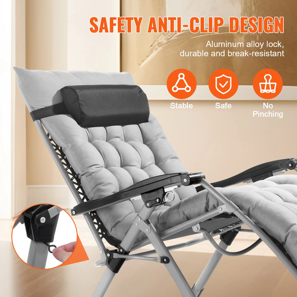 SucceBuy Zero Gravity Chair Adjustable Recliner With Cushion Footrest Cupholder
