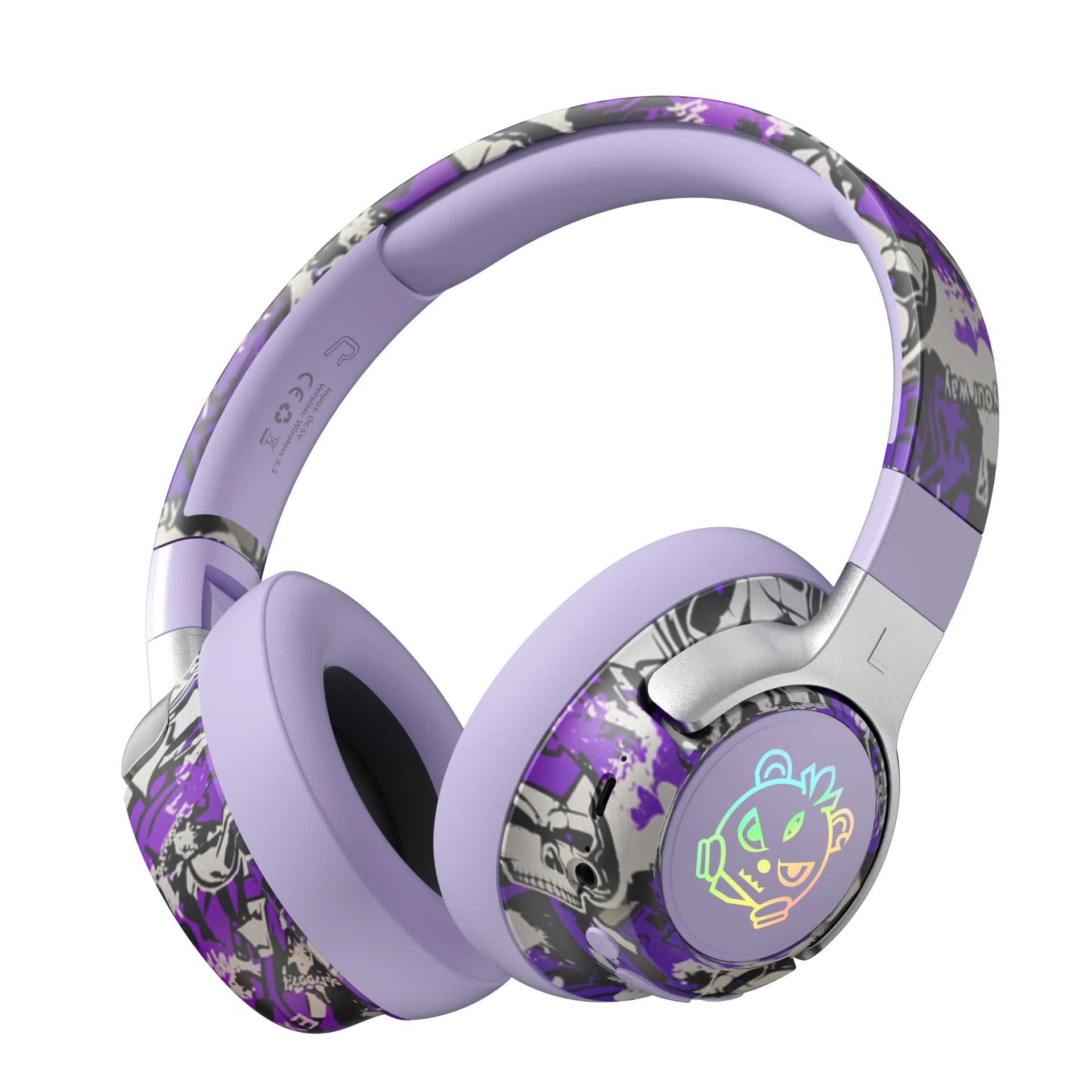 SYT12 Graffiti LED Light Up Wireless Bluetooth Headphones Foldable Gaming